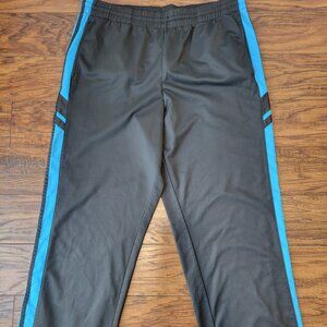 TEK GEAR Black Blue Stripe Athletic Pants w/ Drawstring Elastic Waist sz L EUC